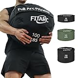 Fitarc Sand Bags for Weight Training,Sandbags for Fitness,Sandbags for Weight Training,Round Sandbag,Sandbag Workout Bag,Cross-Training & Exercise, Workouts Equipment Sand Not Included (Black 100LB)