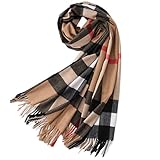 LumiSyne Winter Premium Plaid Cashmere Scarf With Tassel For Women Men Oversized Tartan Shawl Wrap Classic Checked Pattern Soft And Thickened Pashmina Blanket