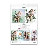 Katy Sue Robins 3D Die-Cut Decoupage Pack. 12 A4-Sized Pre-Cut Die-Cut Decoupage Paper Sheets for Christmas Card Making Supplies, Featuring 4 Different Robin Designs