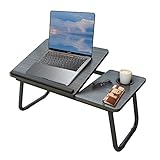 Laptop Desk, Laptop Bed Table with Foldable Legs & Cup Slot, Reading Holder Notebook Stand Breakfast Bed Tray Book Holder for Sofa, Bed, Terrace, Balcony