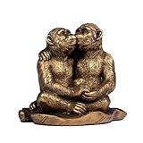 Bronze Animal Figurine Ornament - Home Decor, Reflection Collection | Classical Bronzed Statues Living Room Table Decor - Animal Sculpture (Bronze Monkeys)