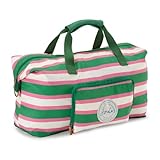 Joules Resort Stripe Travel Collection, Packaway Duffle Bag Holdall, Men's and Women's Gym Bags, Weekender Carry On, 33.4L, Pink/Green