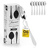 Shaware Teaspoons Set of 6 - Size of 140mm x 32mm x 2mm - Stainless Steel & Dishwasher Safe Tea Spoons 6 for Deserts, Tea, Coffee at Homes, Restaurants and Parties