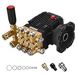 ANJIESENG 4200 PSI Pressure Washer Pump, 4.0 GPM, 28mm Shaft Triplex Plunger Pump, Direct-Drive Brass Head Replacement for 3-13.5 HP Motors – Horizontal Mount, SAE 15W-40 Oil Recommended