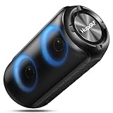 Hupoaf Portable Bluetooth Speaker with Loud Stereo Sound, Speakers Wireless Bluetooth 5.3 with 12Hrs Playtime, IPX7 Waterproof and RGB lights, Built-in Mic Outdoor Speaker for Home/Garden/Party/Travel