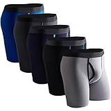 DODOMIAN Mens Boxer Shorts 5 Pack No Ride-up Cotton Trunks Underwear Open Fly with Pouch,DNKD013,L
