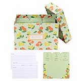 Rileys & Co Citrus Recipe Box - 6x4 Inch (15.2 x 10.2 cm) Cards, Includes 50 Recipe Cards and 15 Dividers, Cute Organizer for Family Recipes, Housewarming, Mom, Bridal Shower Gifts