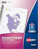 AVERY Standard Weight Sleeve 25/Pkg, Clear, Polished Finish for Clarity, Top Loading, Reinforced Binding Edge, Durable Protection for Recipes, Photos, Reports, Plastic