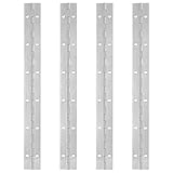 4 Pcs Piano, Stainless Steel Continuous Piano Metal, 300mm/11.8 inch Heavy Duty Continuous with Holes, Long for Cabinet Doors Large Window Boats with Screws