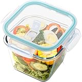 NUTRIUPS 2.0L Large Glass Food Storage Containers,6.8×5in Deep Square cream cracker storage container, Airtight Food Storage Container
