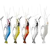 WANBY Artificial Silicone Soft Bait Set Luminous Swimbait Shrimp Fishing Lure with Hooks Fishing Tackle Freshwater/Saltwater (5PCS)