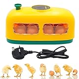 MUYIRTED 8 Egg Incubators For Hatching Eggs Digital Temperature Controlled Egg Incubator with Led Lighting, Poultry Hatcher for Quail Pigeon Chicks (UK Plug) (Yellow)