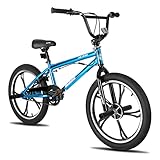 Hiland 20 Inch 5 Spoke Kids BMX Bike for Boys Girls Ages 7-13, 360 Degree Rotor Freestyle, 4 Pegs Single Speed Kid’s BMX Bicycle, Blue