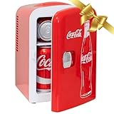 Mini Fridge For Bedrooms 4L Small Fridge 6 Can Table Top Quiet Mini Fridges For Skincare Office Food Drinks Kids Home Car & Travel 12v Portable Cooler Refrigerator by Coca-Cola, Red