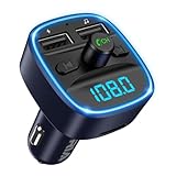 ORIA Bluetooth 5.3 Car Adapter, Radio Receiver Audio FM Transmitter, Universal Car Charger for 12V/24V Cigarette Lighter, Music Player Supports TF Card & USB Disk