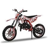 Dirt Bike Kids Ride On Motorcycle, 50cc 2-Stroke Gas Powered Motorcycle, ‌Petrol Motorbike, Off Road Dirt Bikes for Kids and Adults Motocross, Mini Bike Motor Cross for Ages 8+ Children (Red)