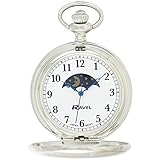 Ravel - Full-Hunter Moon-Phase Pocket Watch - Silver Tone