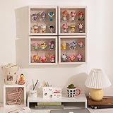 Wall Mounted Display Case for Collectibles - Clear Dustproof 2 Tier - for Miniatures Models Cars, Lego, Figurine, Funko Pops (24.5x24.5x8cm, White)