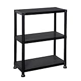 DIVCHI 3 Tier Plastic Storage Shelving Unit | Heavy Duty Shelf Rack for Home, Garage, Office & Utility Room | Shelf Rack (Black)