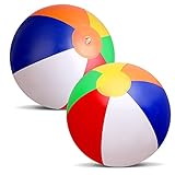 Abeillo Beach Balls 2 Pack - 13 Inch Inflatable Beach Balls - Water Toys Ball Beach Toys for Summer Beach, Pool Games and Party Outdoor Activity (Rainbow)