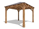 Dunster House Wooden Heavy Duty Gazebo 3 x 3 Metres Pressure Treated Hot Tub Shelter With Roof Shingles Leviathan