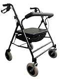 Force Bariatric Heavy Duty Rollator Four Wheel Walker with Seat, Backrest, 35 Stone Max User Weight