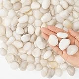 Stoepeoco 2.1 LB Natural Polished Pebbles,White Smooth River Rocks Decorative Ornamental stones Garden Landscaping Pebbles Gravel Filler for Flower Bed Fish Tank Plants Vases Succulents