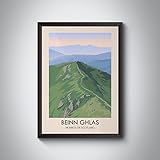 Beinn Ghlas Munros Of Scotland Travel Poster 16x20in / Natural Frame