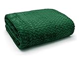 Ashley Mills Soft Faux Velvet Fur Mink Super Soft Throw Over Sofa Bed Blanket Large Double King (Chevron Emerald, 127x152 cm)