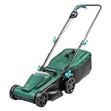 FORTE 21.6V 34cm Cordless Lawnmower with 4.0Ah Lithium Ion Battery, Fast Charger and Rear Roller. Powerful Battery Lawn Mower for Small to Medium Lawns (34cm Mower), Green