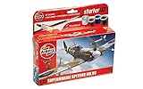 Airfix Starter Set - A55001 Supermarine Spitfire MkVc Model Building Kit - Plastic Model Plane Kits for Adults & Children 8+, Set Includes Decals, Paints, Brushes & Poly Cement - 1:72 Scale Model