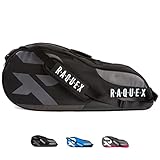 Raquex Tennis Bag - 6 Racket Bag for Tennis, Badminton & Squash Racquets. Blue, Black or Magenta. Holds up to 6 Racquets + Accessories + Trainers