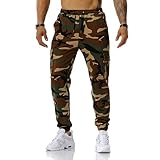 maxToonrain Men's Camo Cargo Joggers Loose Fit Tracksuit Bottoms with Four Pockets Elastic Waistband for Casual Outdoor Hiking Combat Gym Daily (Army Green, X-Large)