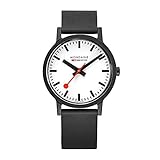 Mondaine - Essence MS1.41110.RB - Mens Watch 41mm - Official Swiss Railways Wrist Watch Black Renewable Material Strap - 30m Water Resistant Sustainable - Watches for Men