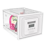 Medicine Lock Box Storage Box, Timed Lockable Collapsible Storage Boxes for Fridge Food, Snacks, Tablet, Jail, Home Safety (Clear)