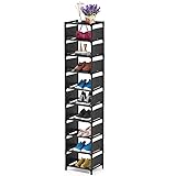 esonstyle 10 Tier Shoe Rack Metal Narrow Shoe Rack For 10 Pairs Tall Shoe Rack Space Saving Shoe Organizer for Living Room Entryway Hallway and Cloakroom