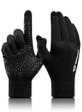 TRENDOUX Gloves Womens, Winter Touch Screen Glove Men Unisex - Anti-Slip Grip - Elastic Cuff - Wool Lined - Hands Warm in Cold Weather - Thermal Glove for Driving Hiking Dog Walking - Black - M