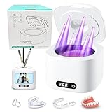 Lichamp Ultrasonic Retainer Cleaner 49kHz Ultrasonic Dentures Cleaner with UV 4 Modes & LED Display 340ML for Retainers Aligners Dentures Toothbrush Heads & Jewelry Cleaning