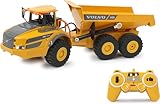 JAMARA Volvo A40G 405056 Dump Truck 1:20 2.4 GHz Faithful Articulated Steering, Tipping Trough Up/Down, Realistic Engine Sound (Can Be Turned Off), Demo Mode, 2 Wheel Drive, Auto Standby Mode, Yellow
