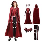 AENEY Wanda Maximoff Luxury Scarlet Witch Halloween Costume Suit With Headpiece, Cosplay Party Props, L