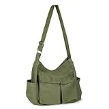 BROADREAM Canvas Messenger Bag, Large Capacity Crossbody Bag with Multiple Pockets - Adjustable Shoulder Bags for Women and Men,Hobo Casual Shoulder Tote Satchel for School Travel Work Shopping Daily