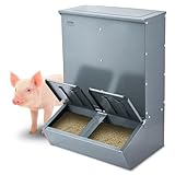 VEVOR Hog Feeder, 3.7 Bushel Capacity, Double Door Pig Feeder, Heavy Duty Steel Piglets Feeder, Multipurpose Trough Creep Feeder, Outdoor Livestock Feeder Farm Accessory for Feeding up to 8 Hogs