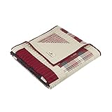 Woolrich Luxury Quilted Throw - Cabin Lifestyle, Patchwork with Moose Design All Season, Lightweight and Breathable Cozy Bedding Layer Throws for Couch Sofa, 50" W x 70" L, Huntington Red
