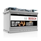 Bosch S5A08 Car Battery 70 A/h - 760 A - 12 V, Type 096, AGM Lead-acid for Vehicles with a Start/Stop System, Left (-) Right (+), 278 x 175 x 190 mm - For Vehicles with Regenerative Braking