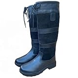 KTY Leather WIDE EXTRA WIDE STANDARD SEMI-WIDE Calf Lake Country Boots - Equestrian Riding Walking Yard Brown Black UK 3-10 (Black, 7, UK Footwear Size System, Adult, Women, Numeric, X-Wide, 7)