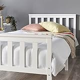 XEO HOME White 3ft Single Wooden Bed Frame With Mattress Solid Pine Wood Furniture Stylish Finished Headboard High Foot End for Adults Kids Teenagers (3ft Single bed Frame With Mattress)