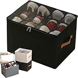 Emboadlie Fabric Shoe Organizer Storage Box,2025 New Fabric Shoe Organizer With Adjustable Dividers And Clear Cover, Foldable Shoe Box for Sandals,Slippers,Sneakers for Closet & Underbed Use