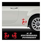 Compatible With 500 Punto Uno Abarth Scorpions Decals x 2 Vinyl Stickers Rear Quarter RED Left and Right RED