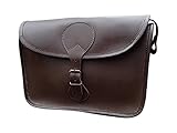 Handmade Leather Cartridge Bag – Brown Shooting Satchel with Adjustable Strap – Premium Leather Pouch for Hunting, Clay Shooting, Field Sports