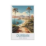 CNAHEIZ Durban South Africa Vintage Travel Poster Beach 08x12inch(20x30cm) Canvas Wall Art Print Painting for Wall Decor Living Room Bedroom